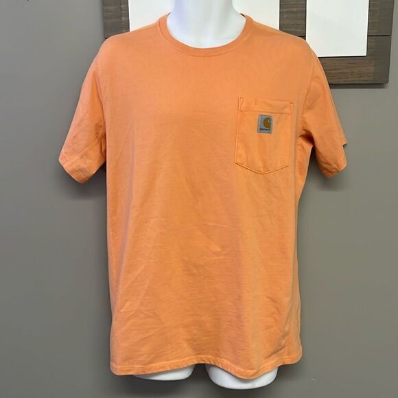 Carhartt Force Pale Orange Men’s Short Sleeve Relaxed Fit T-shirt- Medium - Picture 1 of 11